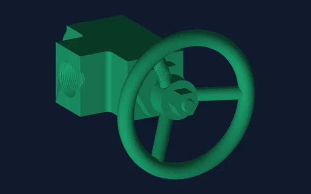 Valve with handwheel (STEP → STL), rendered from the converted file