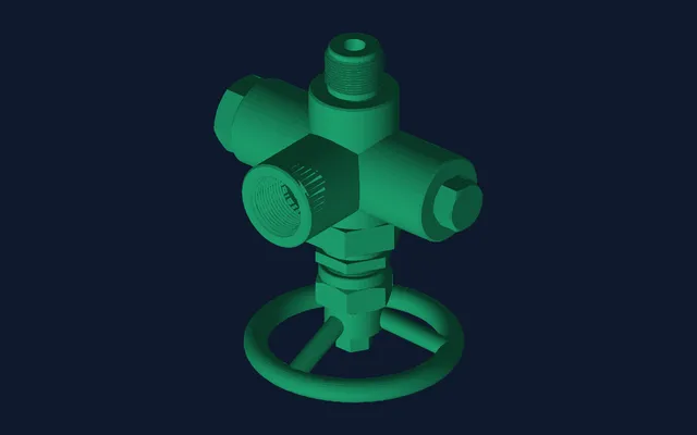 Valve with handwheel (STEP → STL), rendered from the converted file