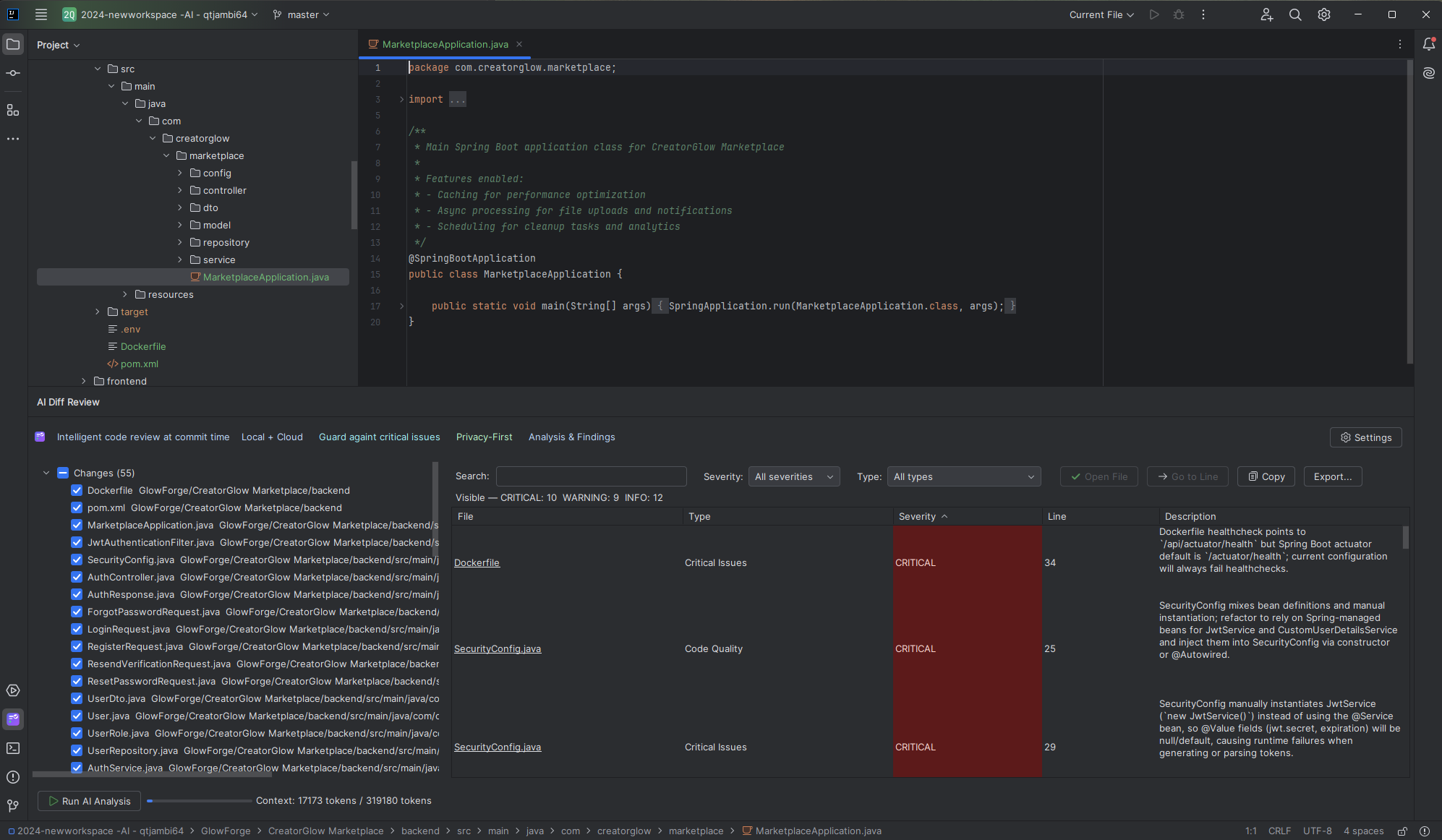 AI Diff Review - Analysis Panel