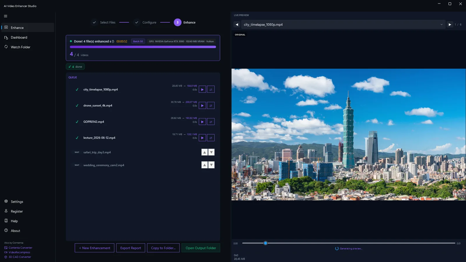 AI Video Enhancer Studio interface