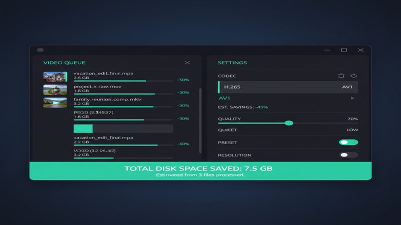 VideoRecompress Studio application interface